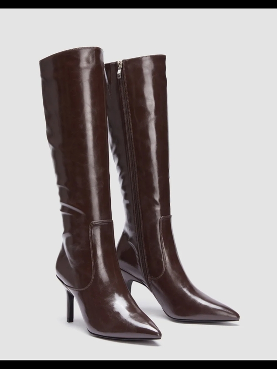 Cute Galz Shoes - Classic Brown Knee-High Pointed-Toe Heeled Boots